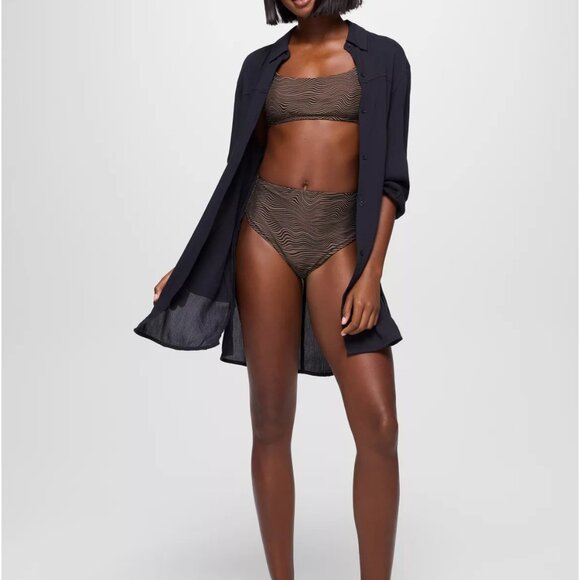 prAna Lahari High Rise Swim Bottom S | NWT | Black Wavee | UPF 50+ Eco … - Picture 4 of 4